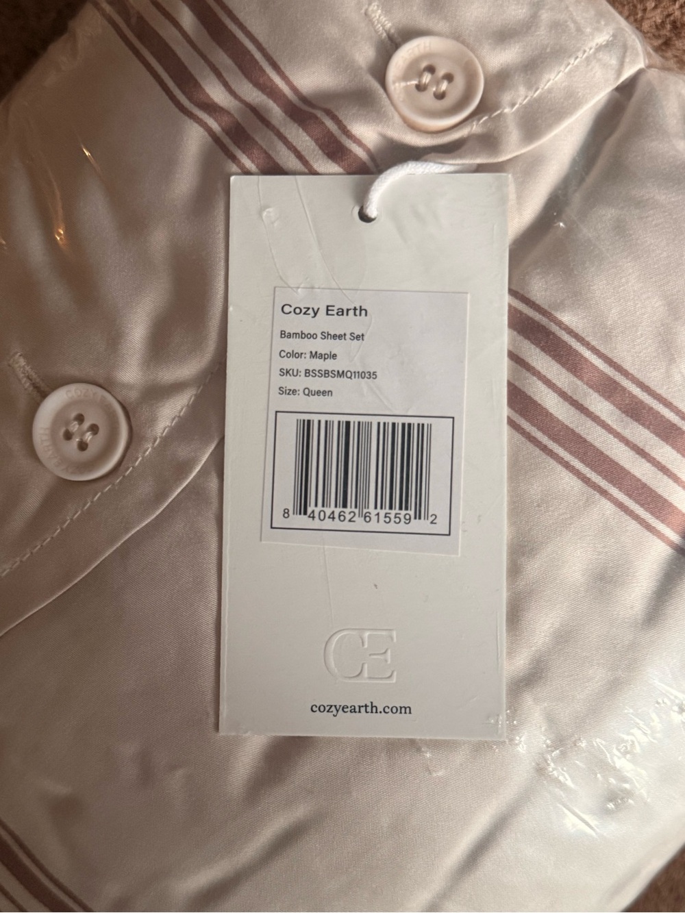 Cozy Earth Bamboo Sheet Set - Queen - Baja Stripe in Maple - NWT - Picture 5 of 5